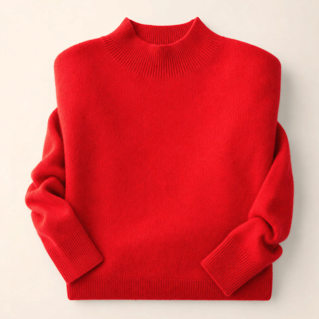 Rottrud | Feinstrickpullover mit Rundhalsausschnitt Rot – Produktfoto