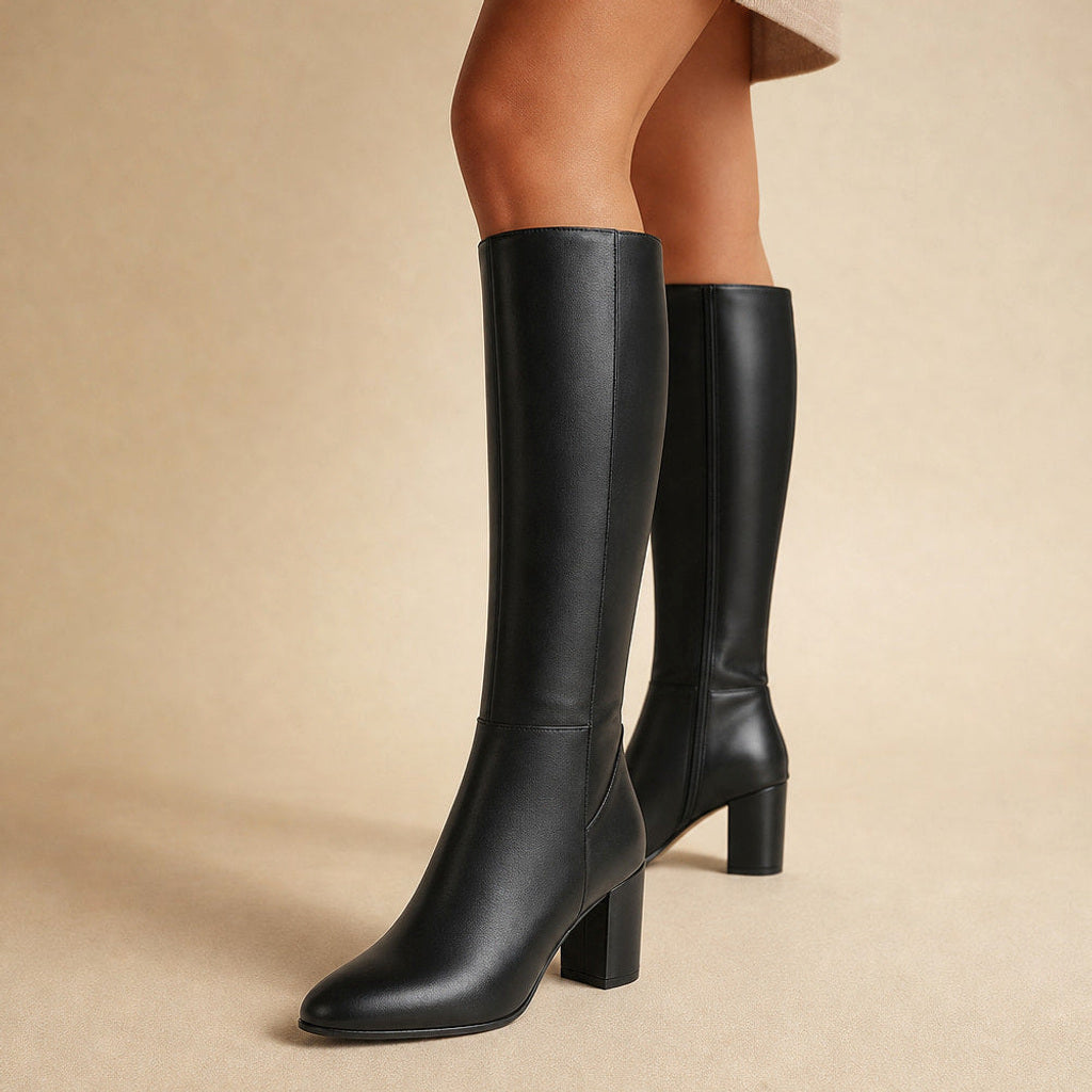 Ruperta | Overknee Stiefel mit Blockabsatz Schwarz – Produktfoto