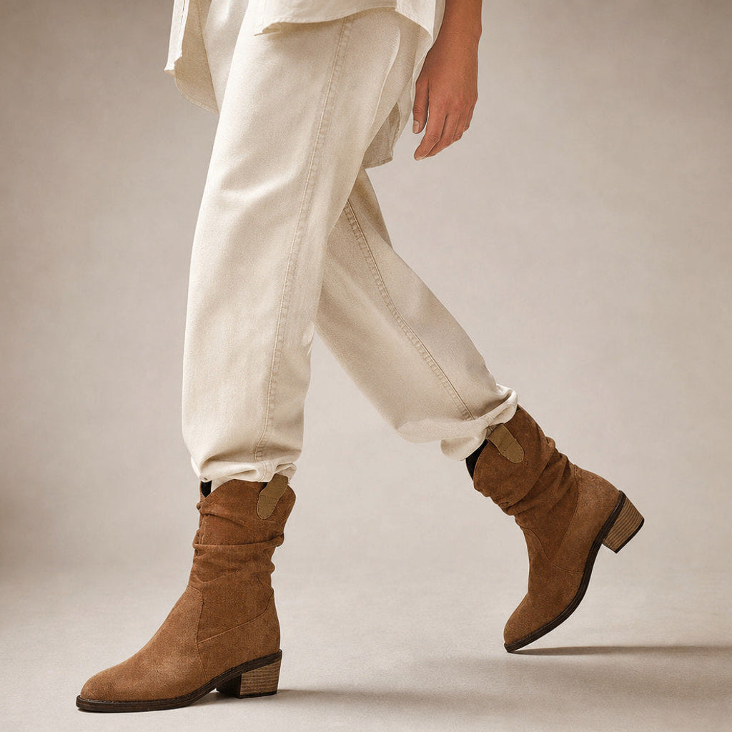 Rurika | Chelsea Boots mit Blockabsatz Mid-Calf Braun – Produktfoto
