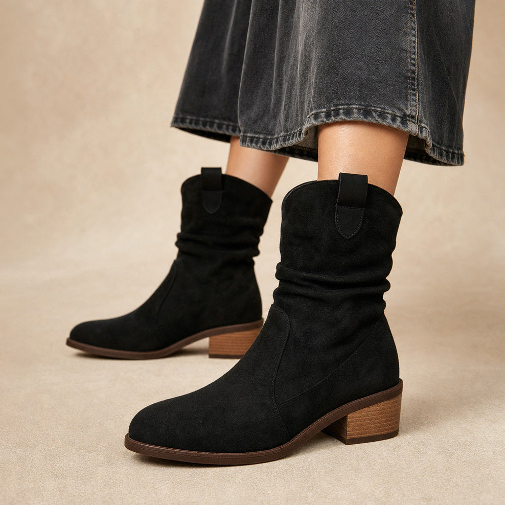 Rurika | Chelsea Boots mit Blockabsatz Mid-Calf Schwarz – Produktfoto