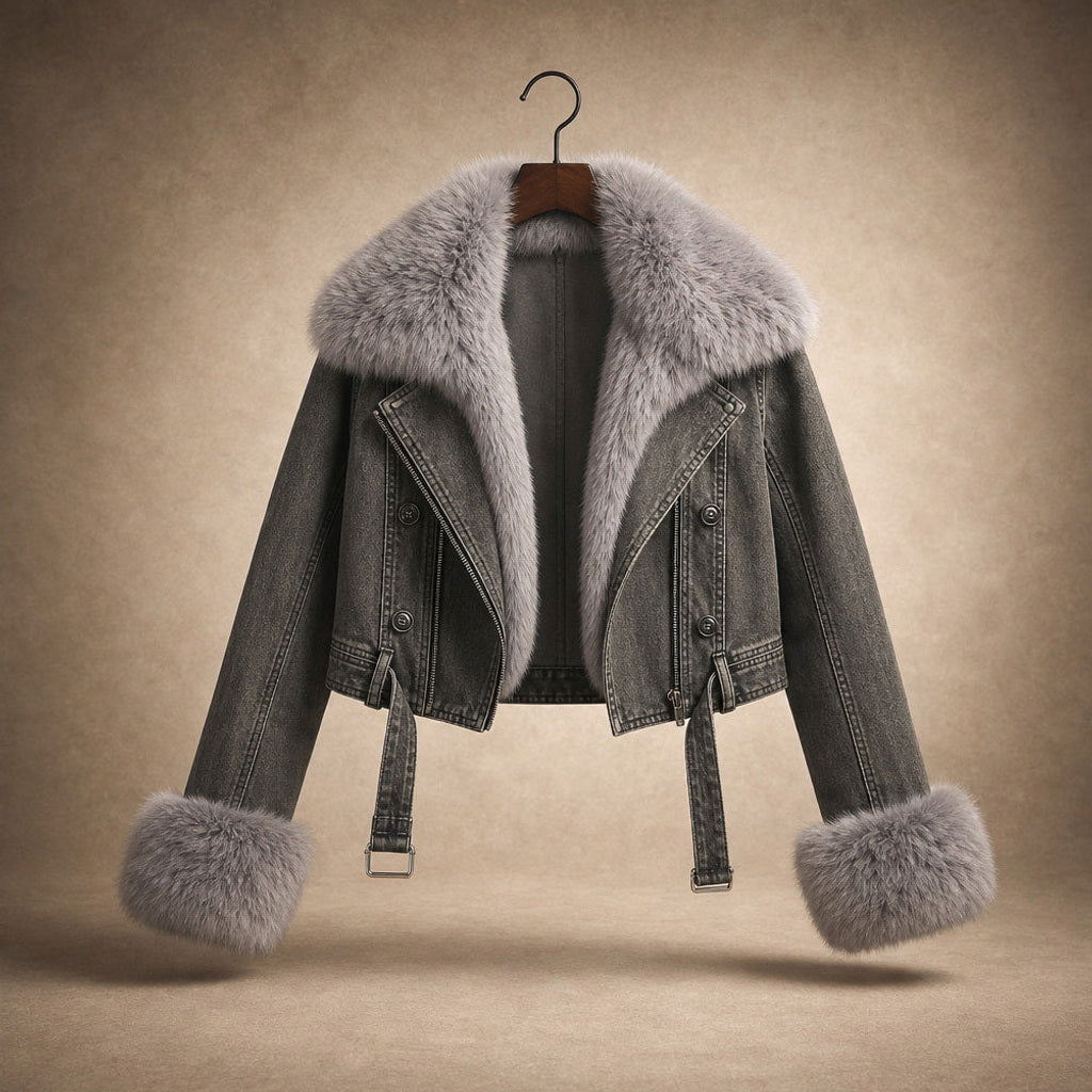 Sigtrud | Jeansjacke mit Teddyfutter im Oversize-Schnitt – Produktfoto