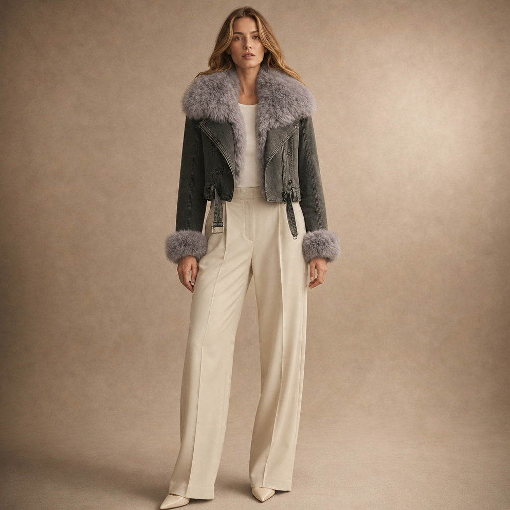 Sigtrud | Jeansjacke mit Teddyfutter im Oversize-Schnitt – Premium Editorial