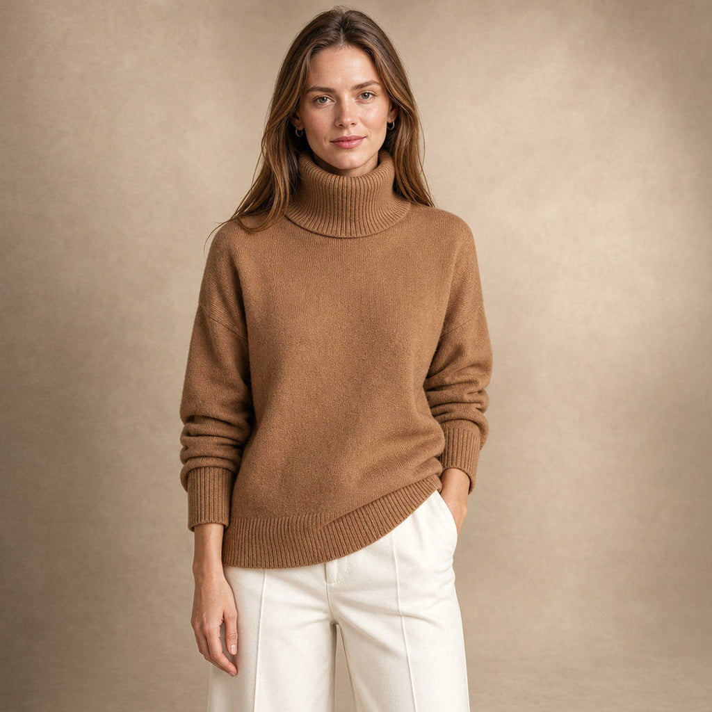 Sigwine | Feinstrick-Pullover mit Rundhals in Khaki – Premium Editorial