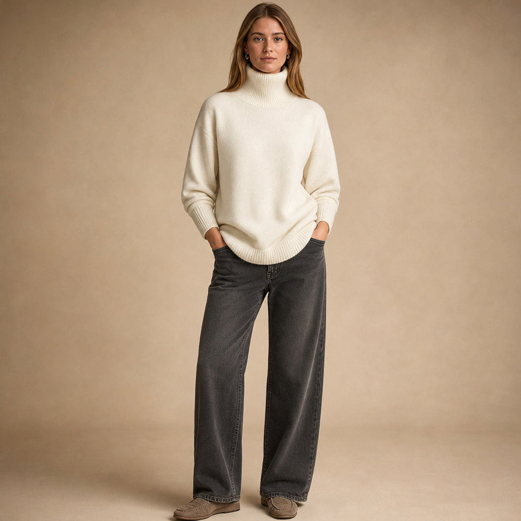 Sigwine | Feinstrick-Pullover mit Rundhals in Weiß – Premium Editorial