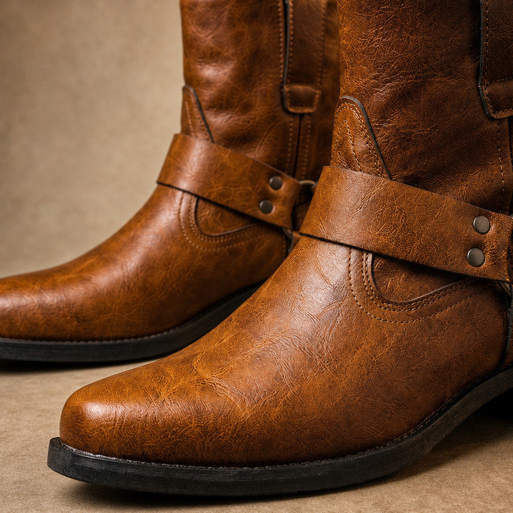 Solvike | Chelsea Boots aus Leder mit Vintage-Finish Braun – Stoff- und Detailaufnahme