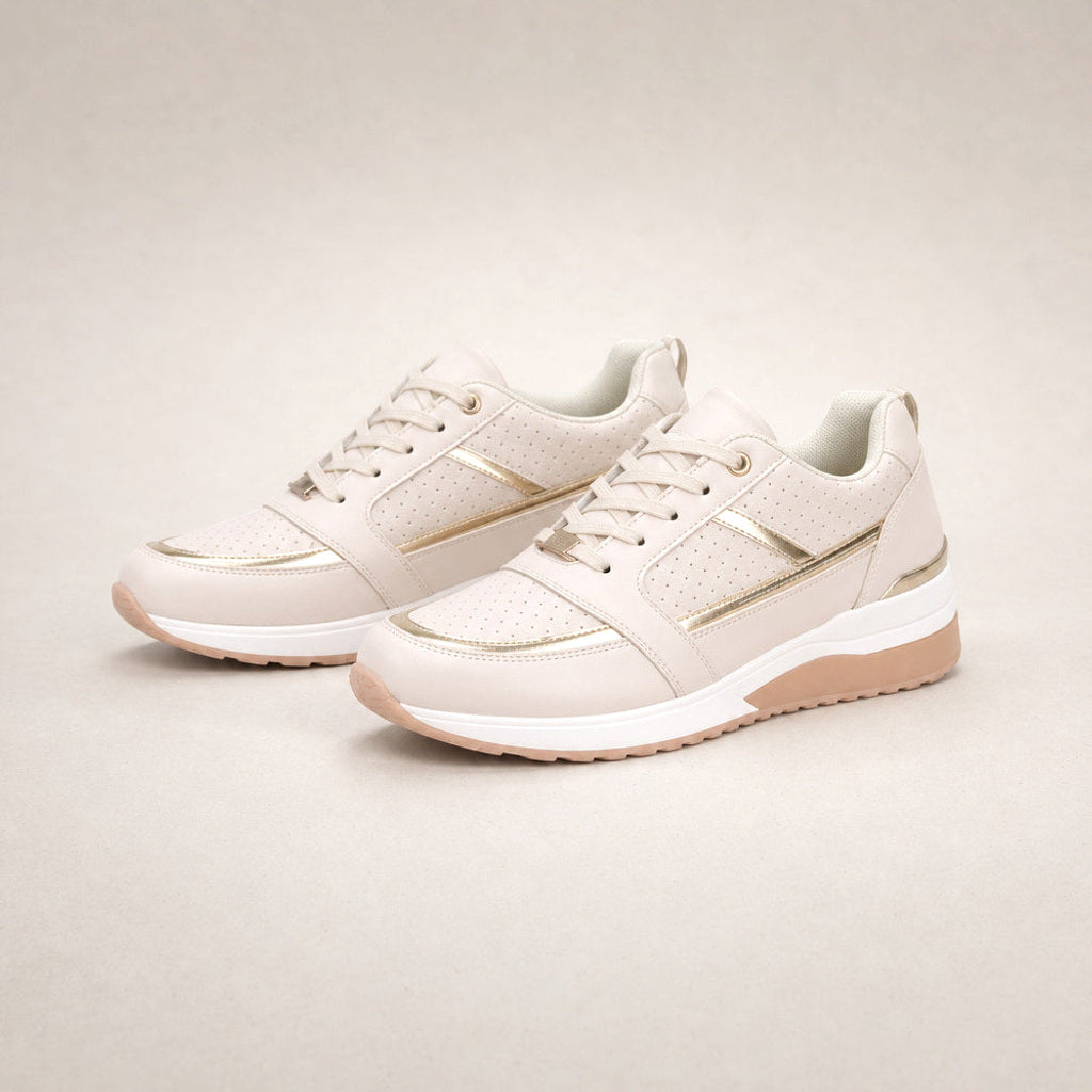 Sulamith | Sneaker mit verstecktem Keilabsatz in Beige – Premium Editorial