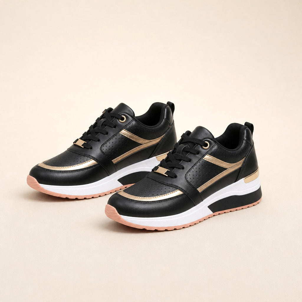 Sulamith | Sneaker mit verstecktem Keilabsatz in Schwarz – Premium Editorial