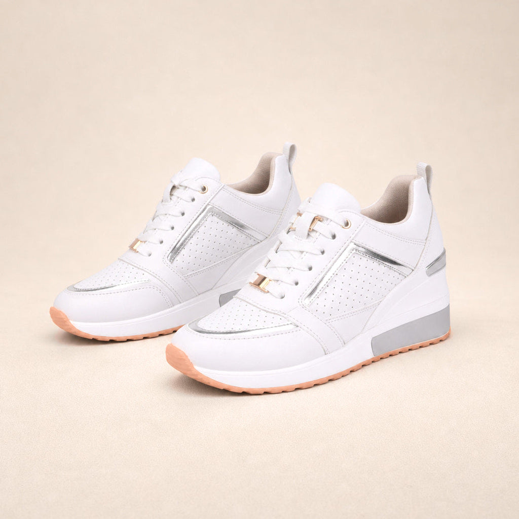 Sulamith | Sneaker mit verstecktem Keilabsatz in Weiß – Premium Editorial