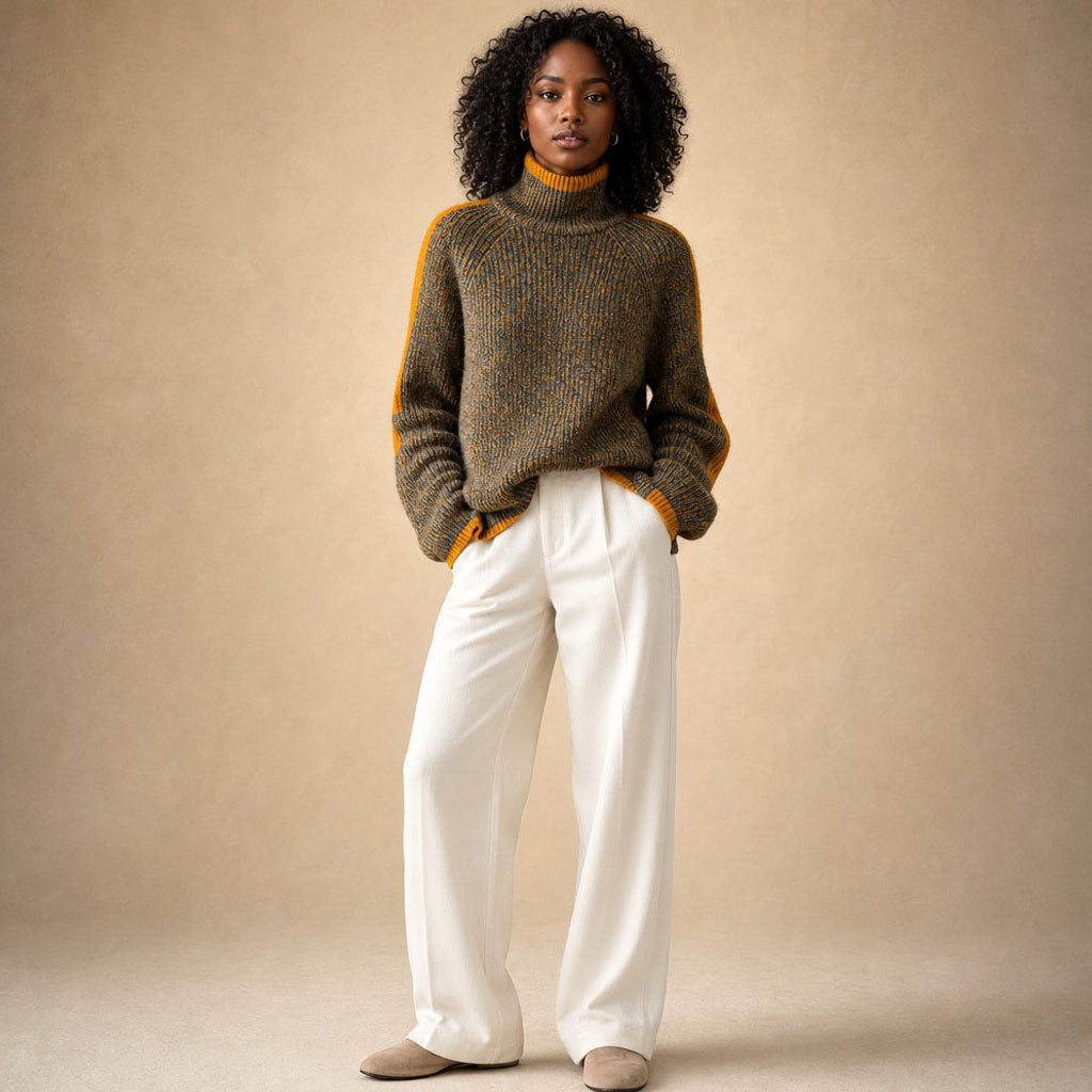 Thordise | Rollkragenpullover aus Merinomischung Oliv – Premium Editorial