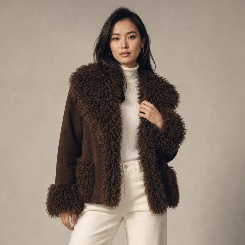Tielke | Webpelzjacke mit offener Front Braun Braun – Produktfoto
