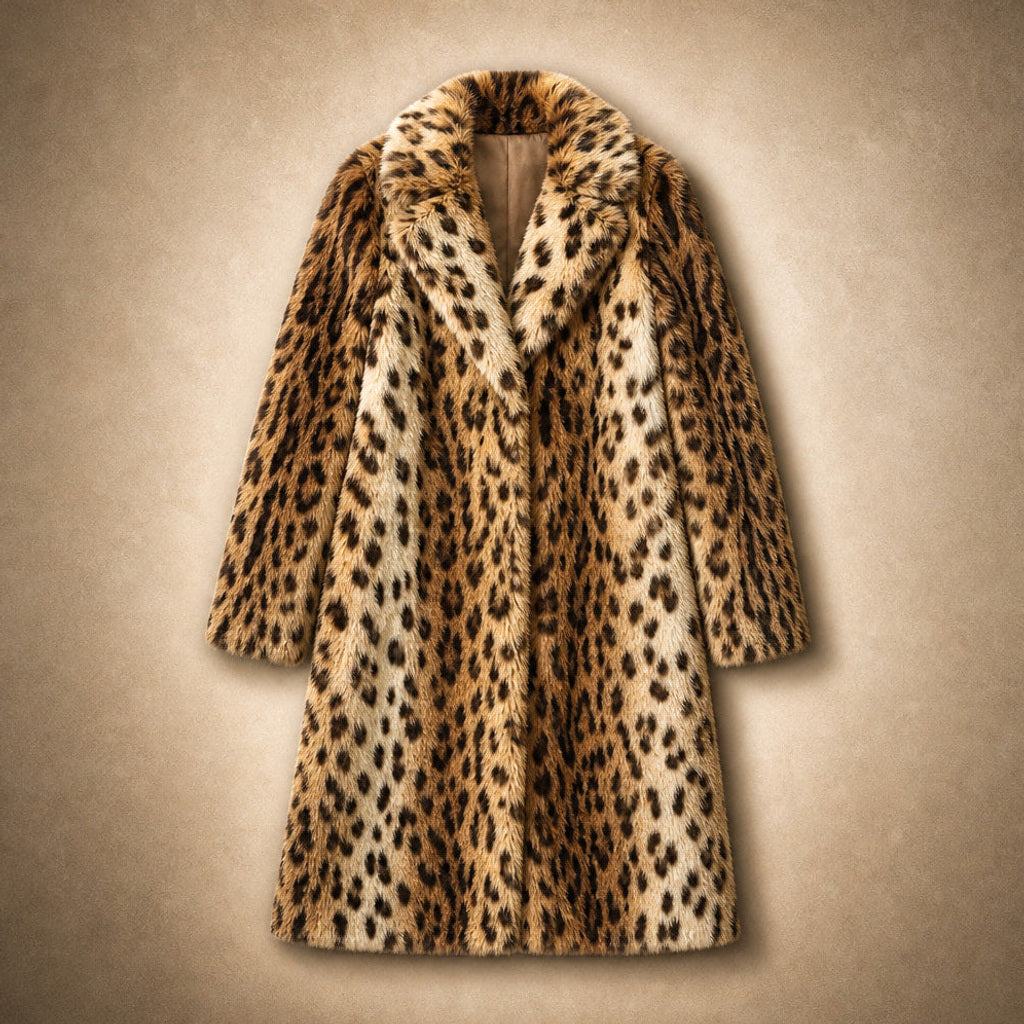 Timothea | Winterjacke mit Leopardenmuster in Braun Braun – Flatlay-Produktfoto
