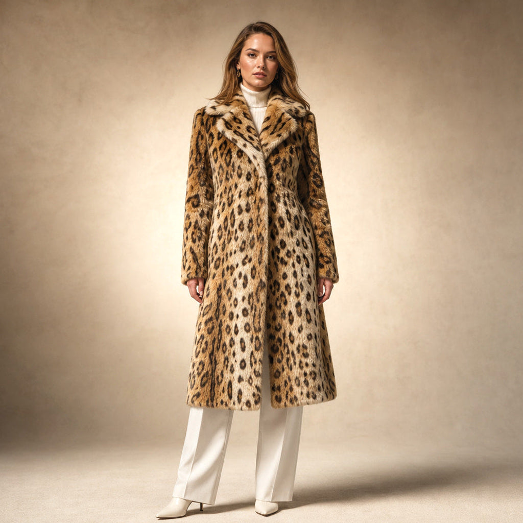 Timothea | Winterjacke mit Leopardenmuster in Braun in Braun – Premium Editorial