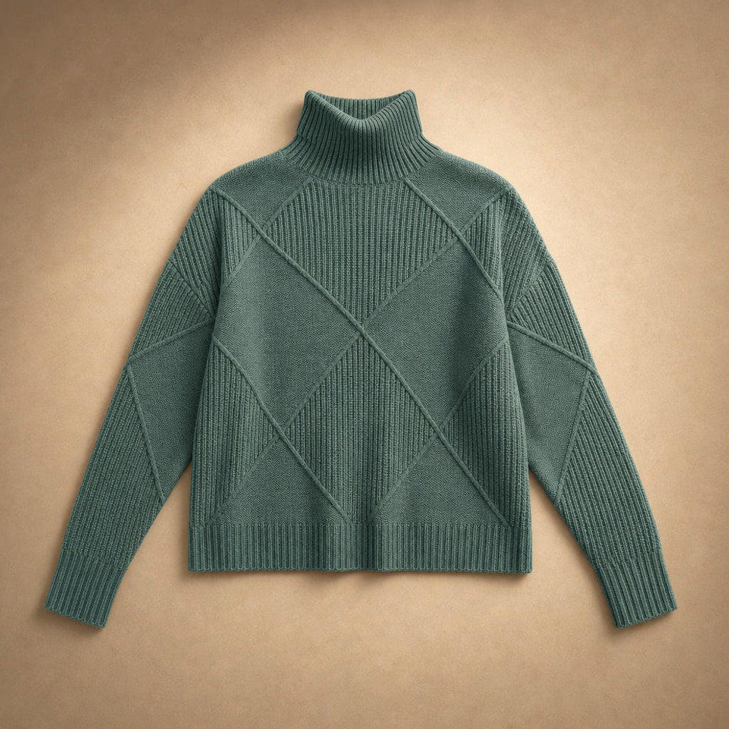 Trudgunde | Strickpullover mit Rautenmuster Merinomischung Sage Green – Produktfoto