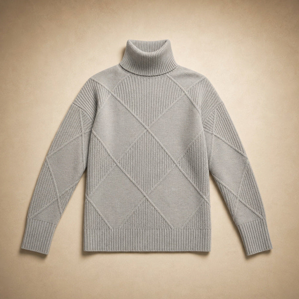Trudgunde | Strickpullover mit Rautenmuster Merinomischung Slate Gray – Produktfoto