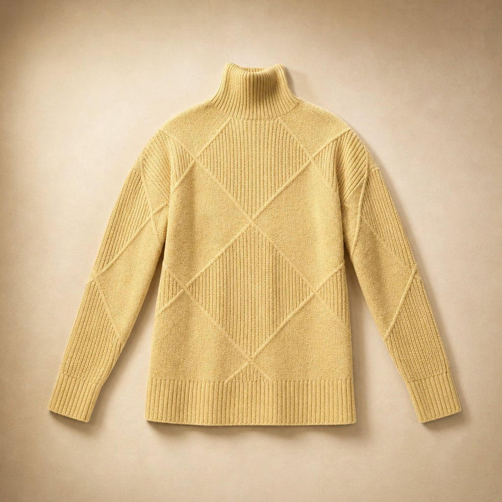Trudgunde | Strickpullover mit Rautenmuster Merinomischung Sunflower Yellow – Produktfoto