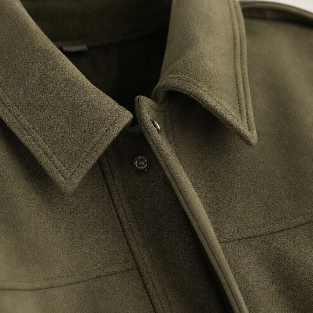 Trudhild | Oversized Bomberjacke mit Rippbündchen – Stoff- und Detailaufnahme