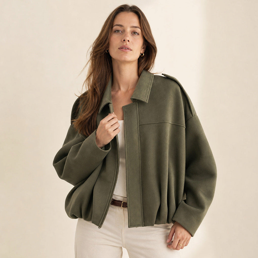 Trudhild | Oversized Bomberjacke mit Rippbündchen – Produktfoto