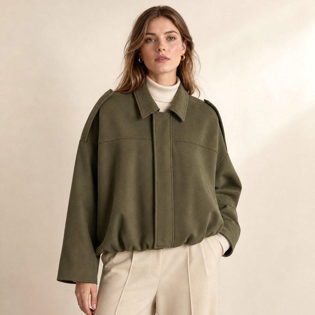 Trudhild | Oversized Bomberjacke mit Rippbündchen – Premium Editorial