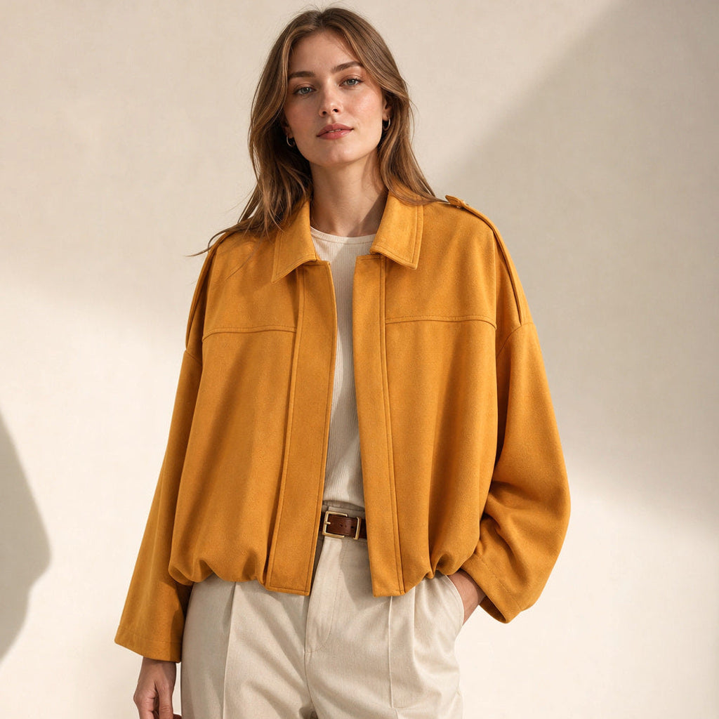 Trudhild | Oversized Bomberjacke mit Rippbündchen Orange – Produktfoto