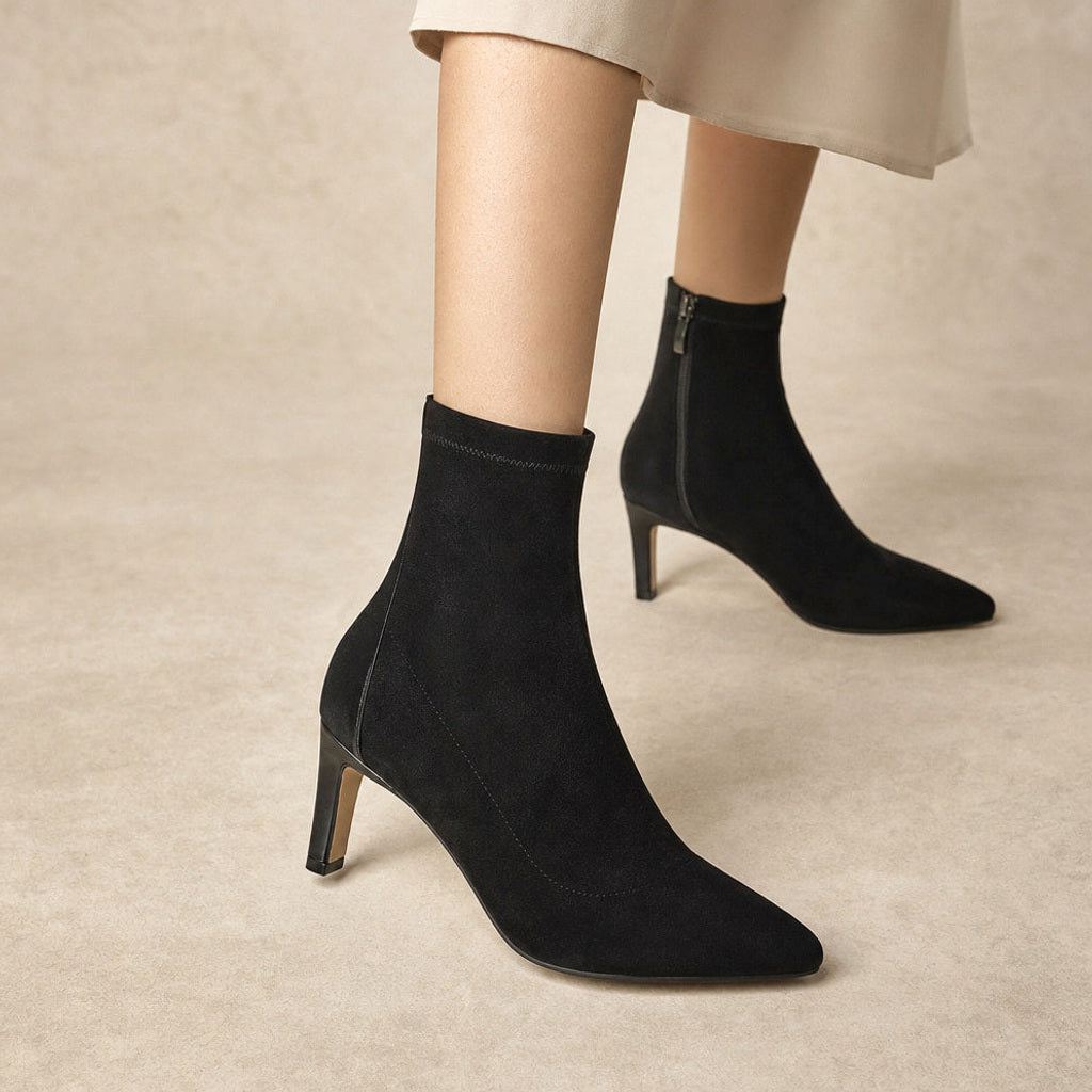 Trudtraud | Chelsea Boots mit spitzer Kappe und hohem Absatz Schwarz – Produktfoto