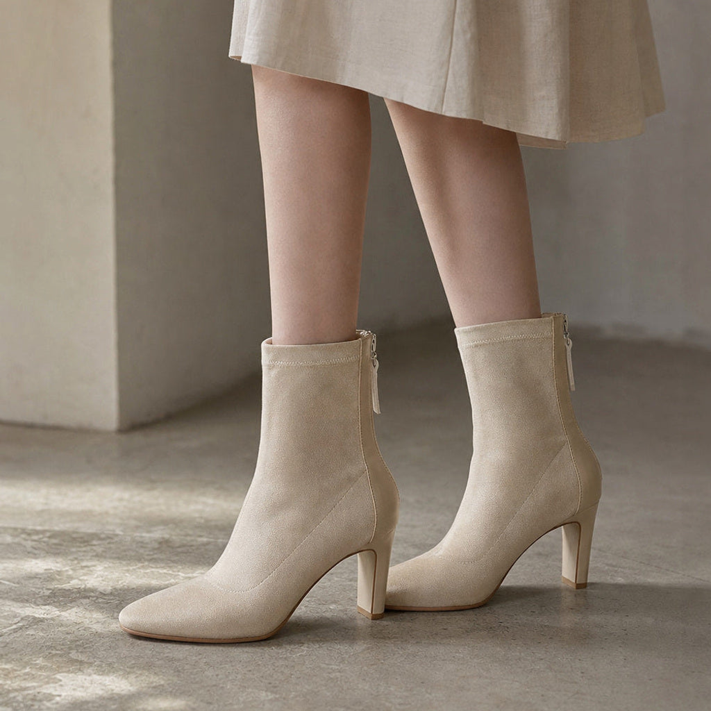 Trudtraud | Chelsea Boots mit spitzer Kappe und hohem Absatz – Gestyltes Editorial-Foto