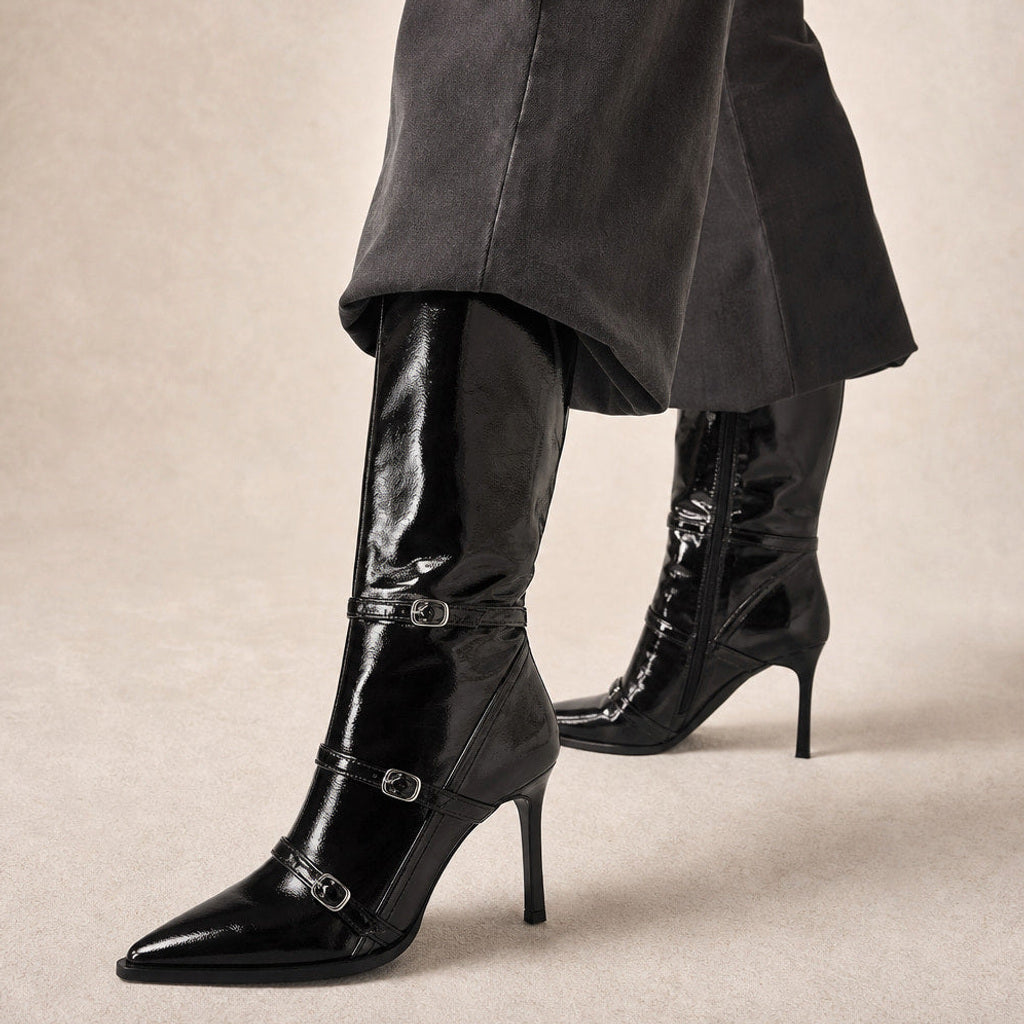 Tusnelda | Chelsea Boots wadenhoch mit Fleecefutter in Schwarz – Premium Editorial