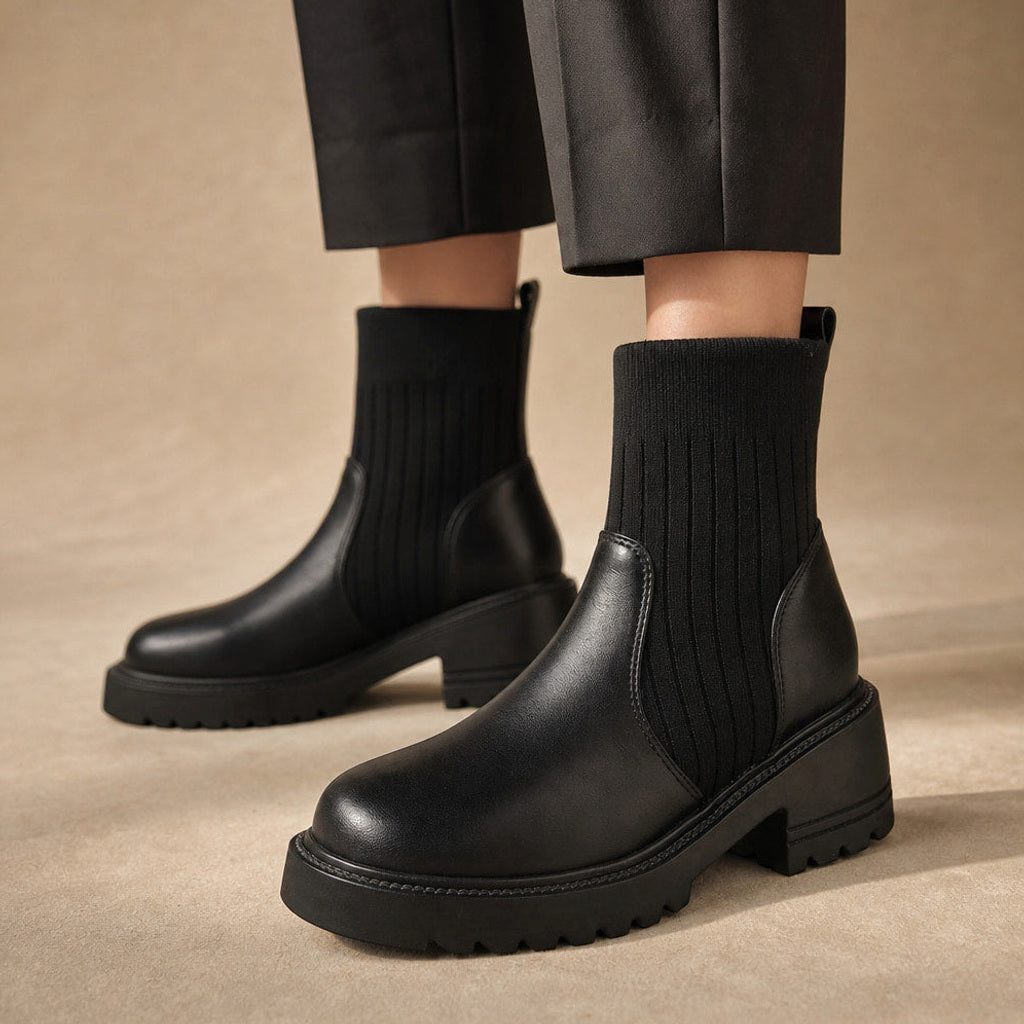 Ulrika | Chelsea Boots mit Rippschaft und Blockabsatz – Produktfoto