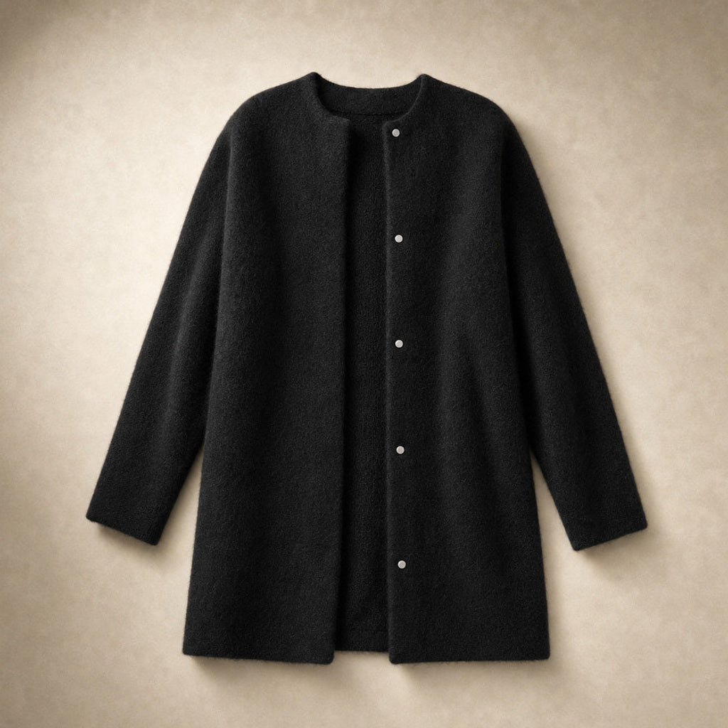 Vilhelmina | Strickjacke mit Knopfleiste in Oversize-Passform Schwarz – Produktfoto