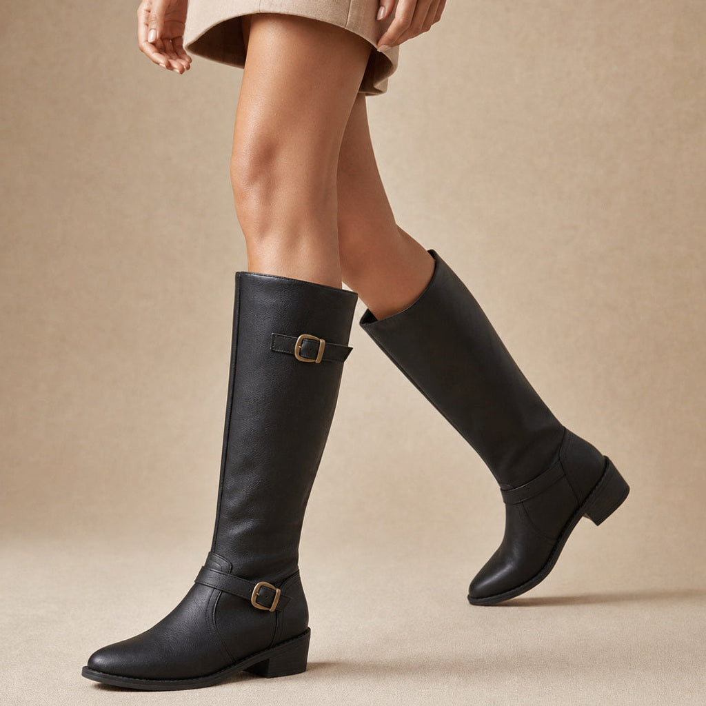 Volkunde | Kniehohe Reitstiefel mit Seitenreißverschluss Schwarz – Produktfoto