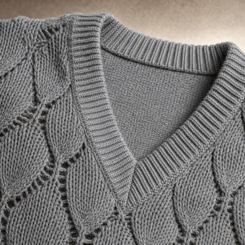 Waltrud | Pullover mit V-Ausschnitt Relaxed Fit – Stoff- und Detailaufnahme
