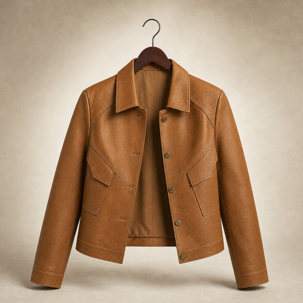 Wendula | Bikerjacke aus Leder mit taillierter Passform Mokka / Braun – Produktfoto