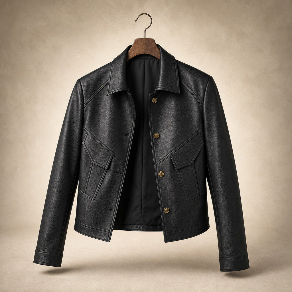 Wendula | Bikerjacke aus Leder mit taillierter Passform Obsidian Black – Produktfoto