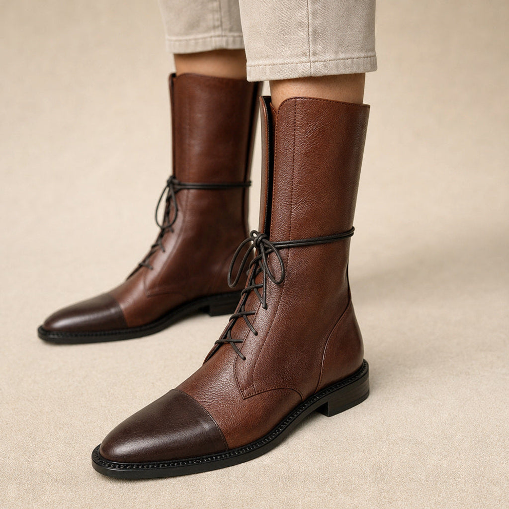 Wiebke | Chelsea Boots mit Mandelkappe und Blockabsatz Braun – Produktfoto