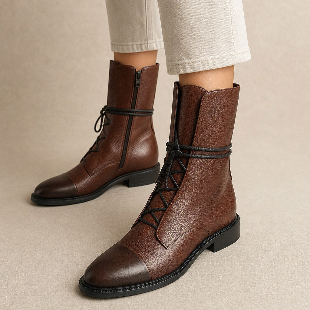 Wiebke | Chelsea Boots mit Mandelkappe und Blockabsatz in Braun – Premium Editorial