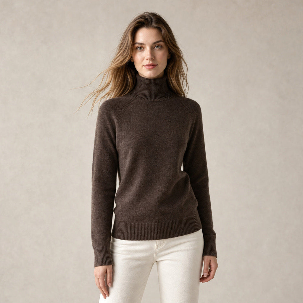 Witteke | Rollkragenpullover aus Merino-Kaschmir-Mischung in Braun – Premium Editorial