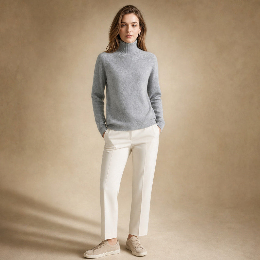 Witteke | Rollkragenpullover aus Merino-Kaschmir-Mischung in Grau – Premium Editorial