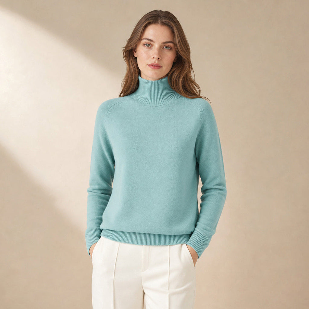 Witteke | Rollkragenpullover aus Merino-Kaschmir-Mischung in Mintgrün – Premium Editorial