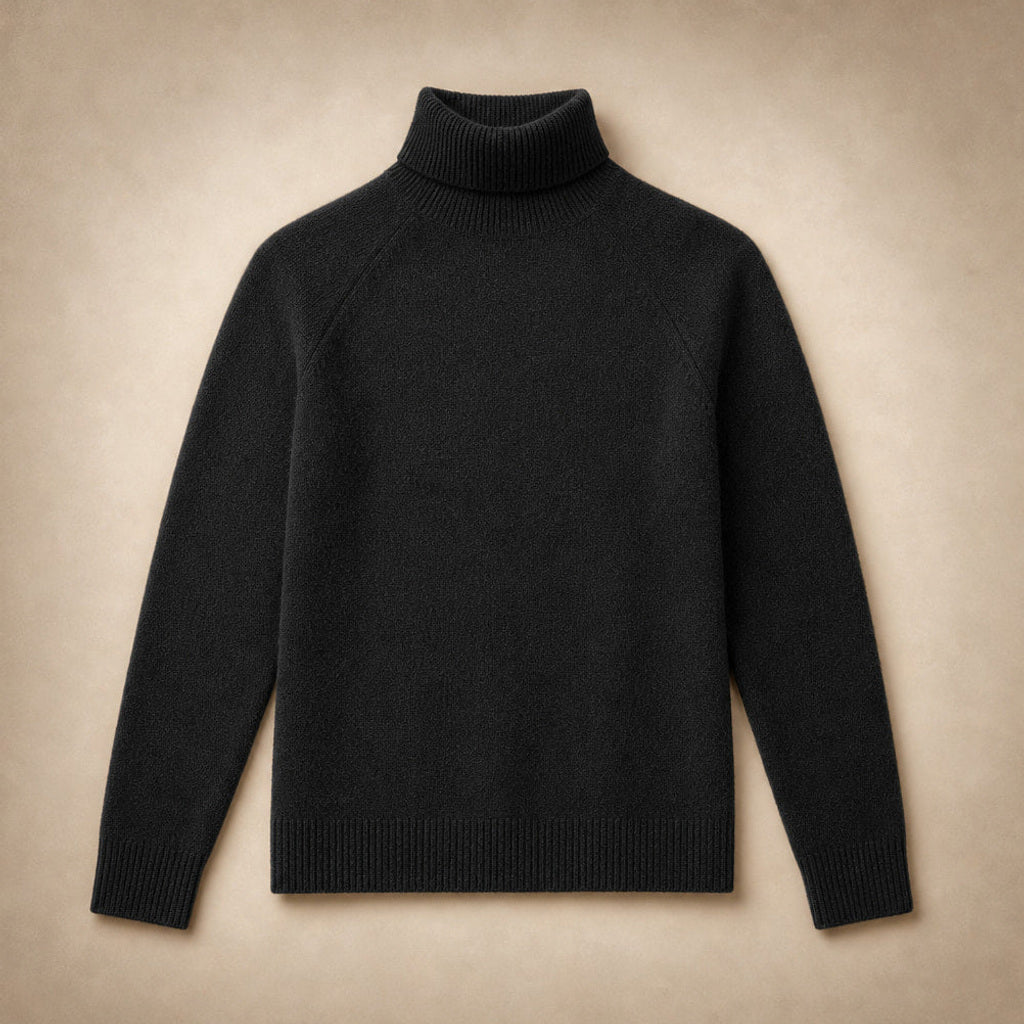 Wolftraud | Strickpullover mit Rippbündchen und Rundhals Schwarz – Produktfoto