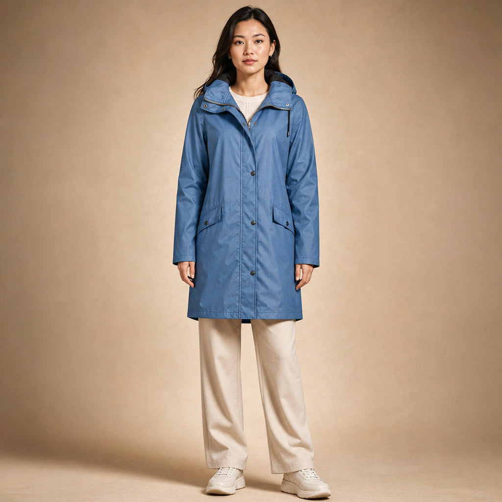 Zilleke | Regenjacke mit verstellbarer Kapuze in Blau – Premium Editorial