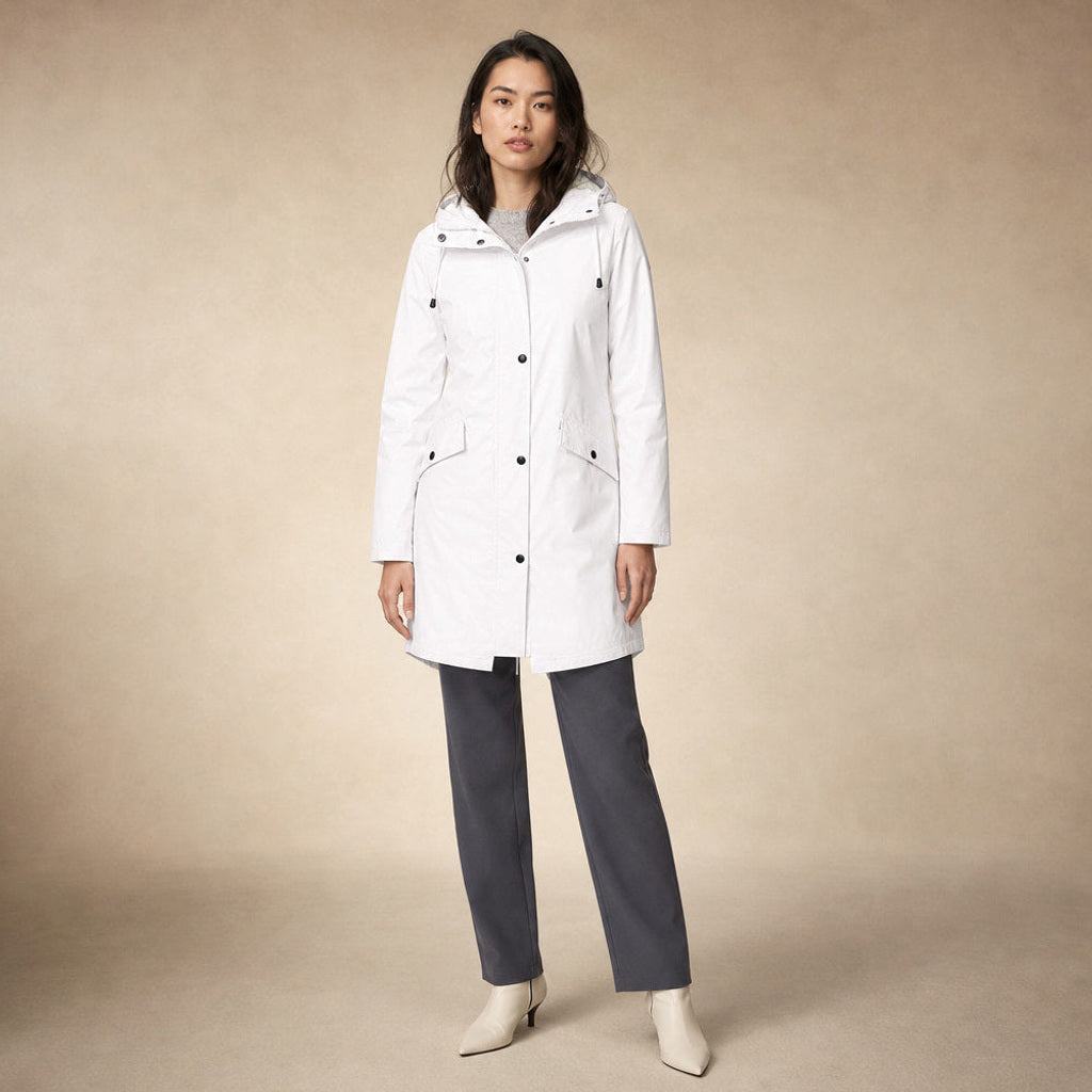 Zilleke | Regenjacke mit verstellbarer Kapuze in Weiß – Premium Editorial